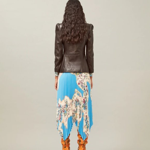 Tory Burch LEATHER SARGENT PEPPER JACKET size 6 - Picture 2 of 9